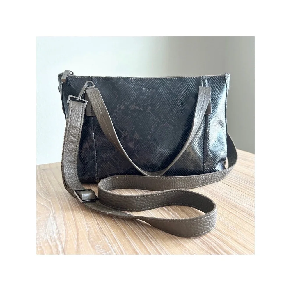 Hammitt Addie Medium Olivine Snakeskin Embossed Leather Tote Crossbody Bag